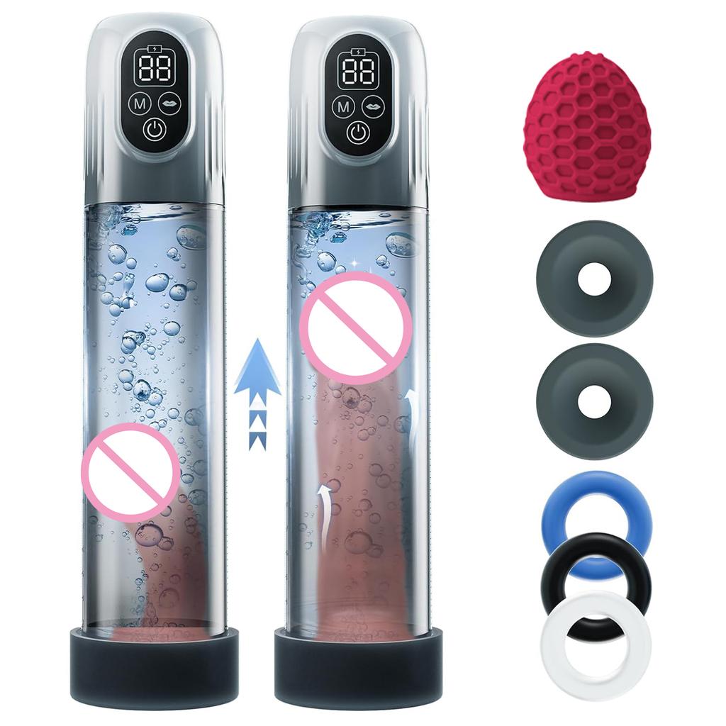 4 In 1 Electric Penis Pump Automatic Male Masturbator with 3 Penis Ring Adult Sex Toys for Men Dick