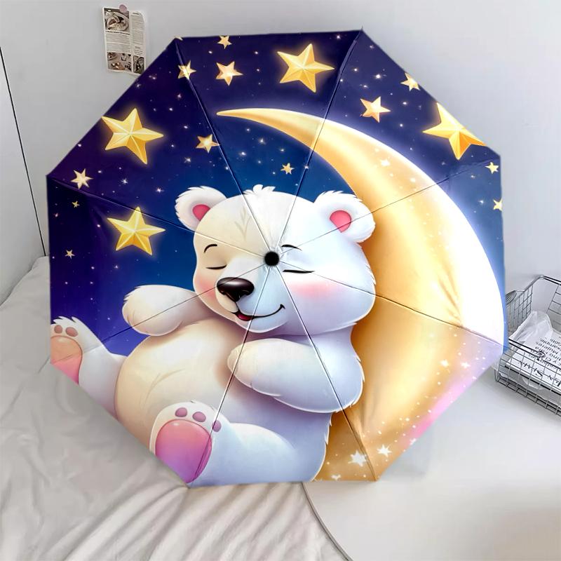 

1 PC Automatic Folding Umbrella - Cute Sleeping Animals Pattern, Portable & Foldable Design with 8 Ribs, Christmas Birthday Gifts