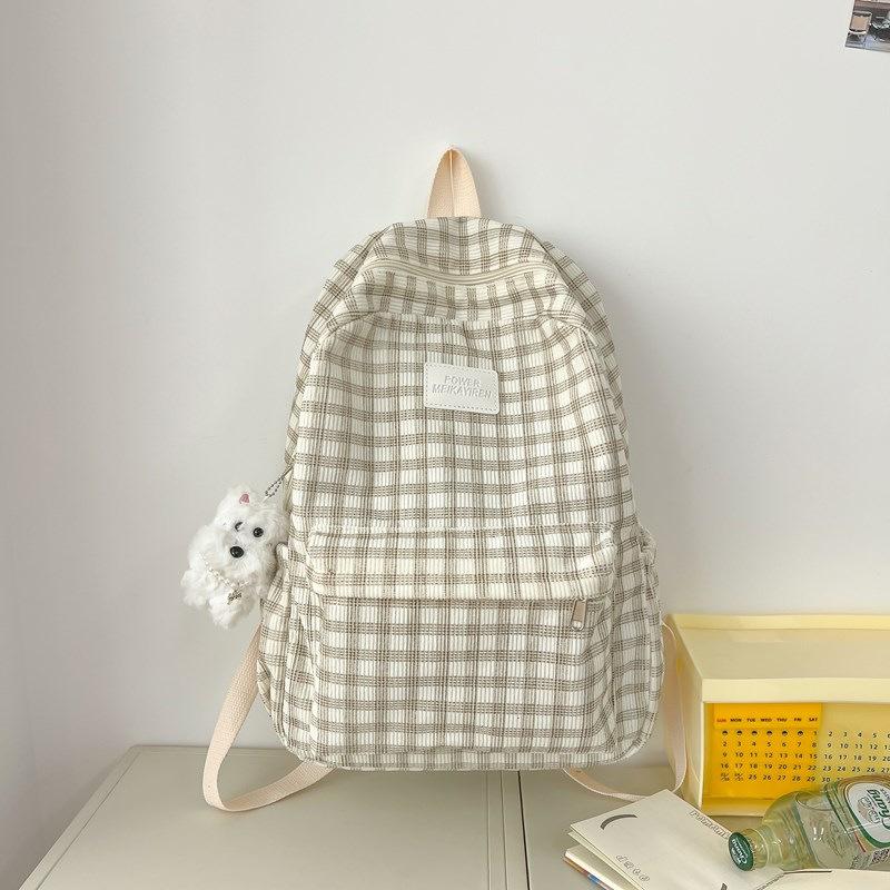 Schoolbag Japanese Campus Autumn and Winter Retro Plaid Backpack Junior High School Schoolbag Niche Large Capacity College Student Class Backpack
