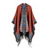 Sciarpa Autunnale e Invernale, Scialle da Viaggio Versatile a Quadri da Donna, Mantello Spaccato Spesso Etnico in Imitazione Cashmere