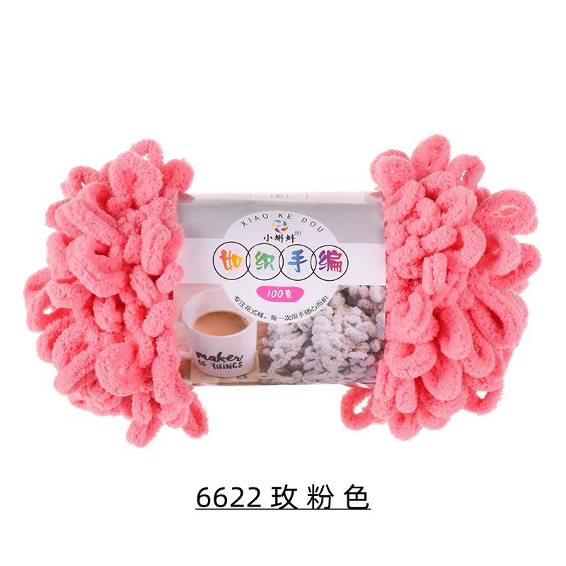 5 Stück 100g/Rolle Flauschiges Fingerloop-Garn Ohne Nadeln Polyester Dickes Riesen-Chenille-Garn für Handgestrickte Decken Schals