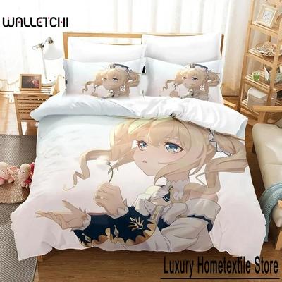 3D Anime Genshin Impact Arlecchino Bedding Set Duvet Cover Bed Set Quilt Cover Pillowcase Comforter King Queen Size Boys Adult