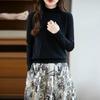 Women's Thickened Wool Jacquard Sweater - Loose, Soft, Comfortable, Half-High Neck, Perfect for Autumn & Winter.