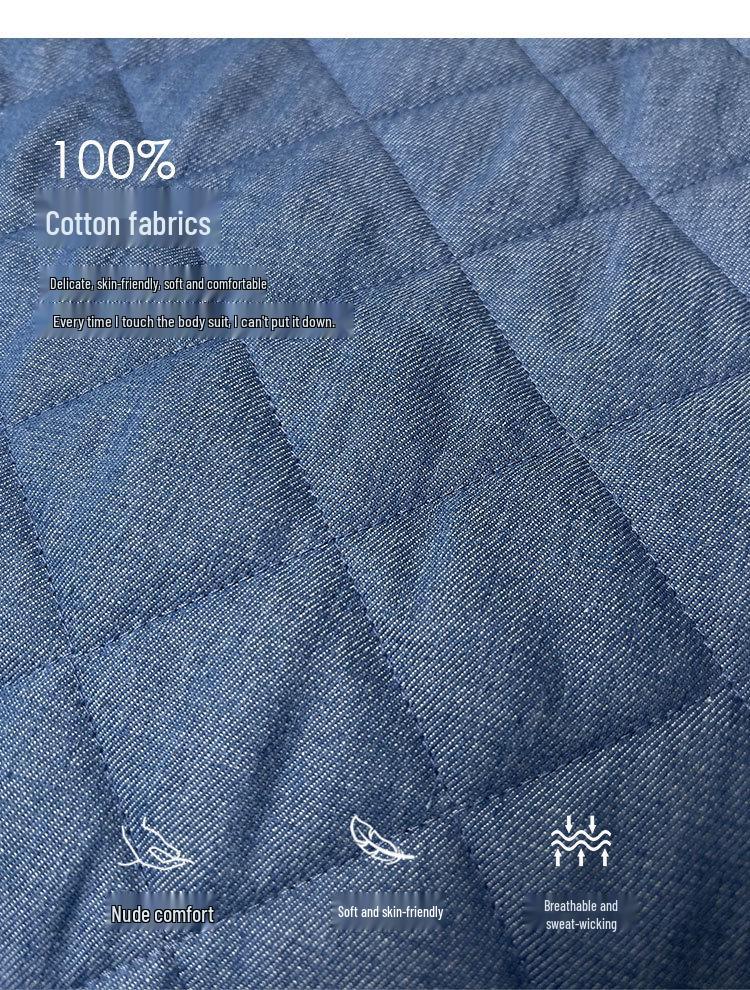 2024 Autumn Song Qian Korean Pure Cotton Quilted Denim Jacket