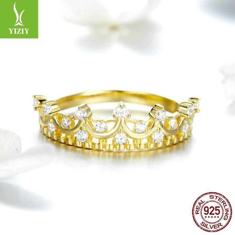 Queen'S Laurel 925 Sterling Silver Ring Women'S Real Gold Plated Fashion Jewelry Ring Scr493