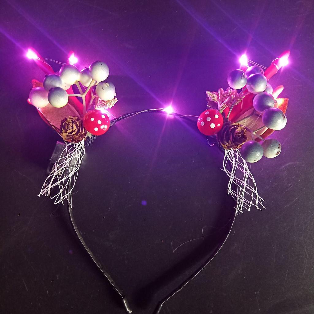 Glowing Reindeer Berry Antler Headband for Christmas & Halloween Parties