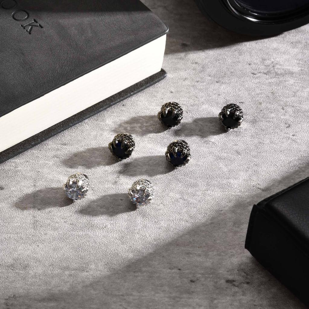 Vintage Dragon Claw Magnetic Ear Clip for Men,Punk Round Zircon Small Metal Earring,Cool No Ear Hole Jewelry Gift