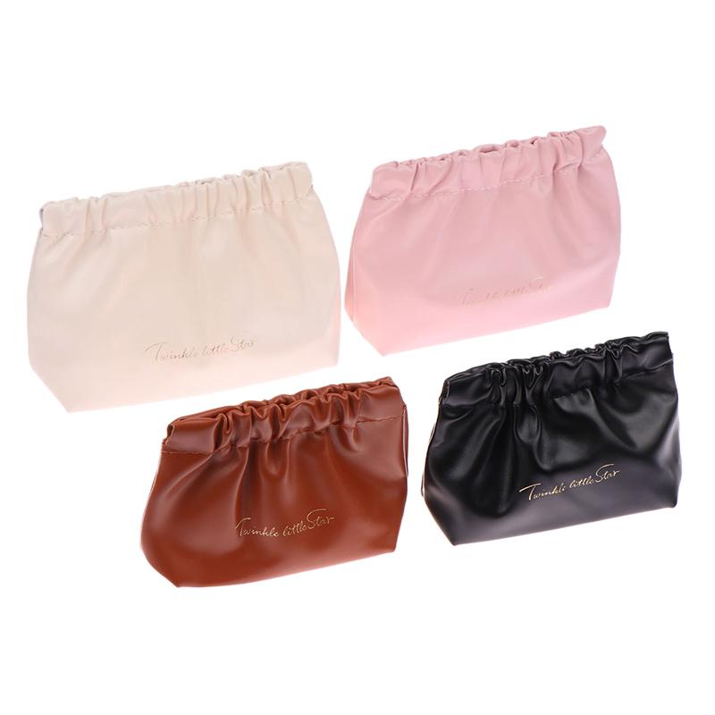 Ins Cosmetic Pouch Bag Lipstick Accessory Storage Bag Water-Proof Pu Earphone Wire Cable Organizer Bag Coin Card Jewelry Holder