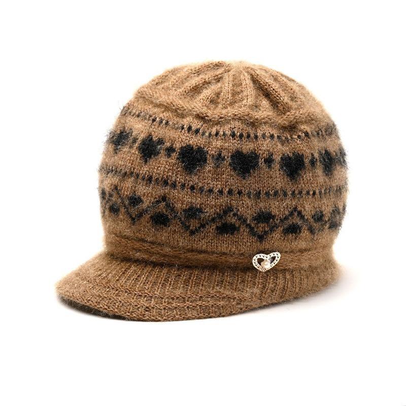 Winter Thermal Hat Women's Winter Velvet Old Lady Hat Old Hat Solid Color Knitted Wool Hat