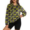 Women's Stand Collar Pullover Long Sleeve Top Christmas Print Sports Top