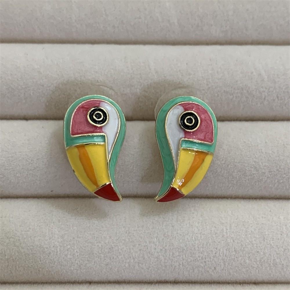 Oil-drip Design Parrot Earrings Adjustable Animal Lapel Pin Unisex Jewelry Scarf Accessories