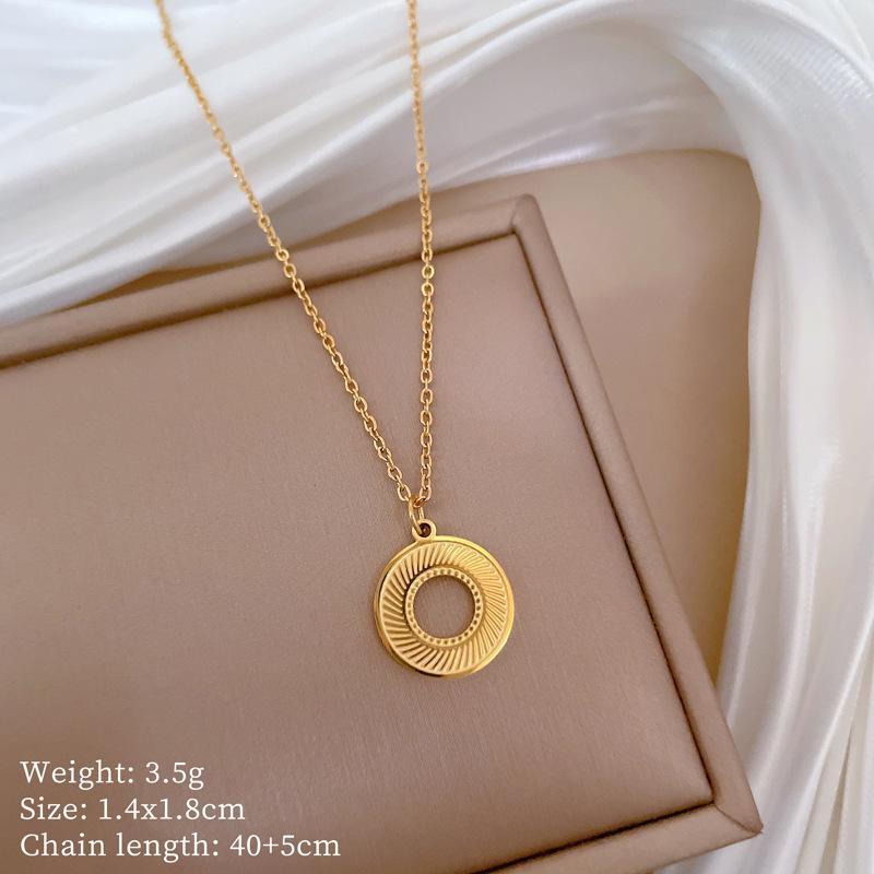 Geometric Planet Personality Minimalist Wind Furnace Real Gold Necklace Female Collarbone Chain