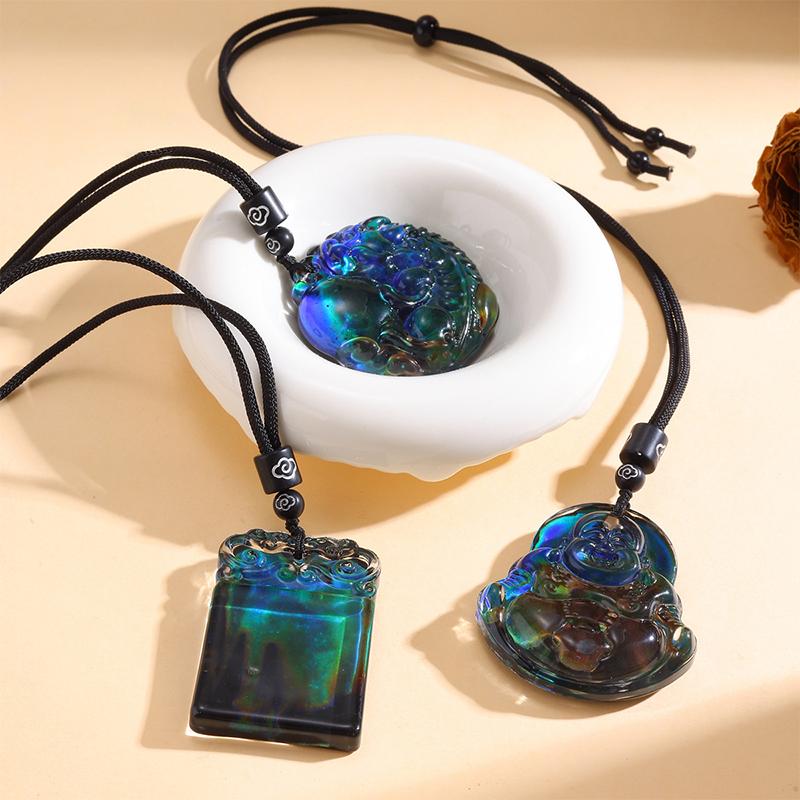 Thermochromic Pendant Necklaces Women Chinese Style Maitreya Necklace Jewelry  Sweater Style Drop