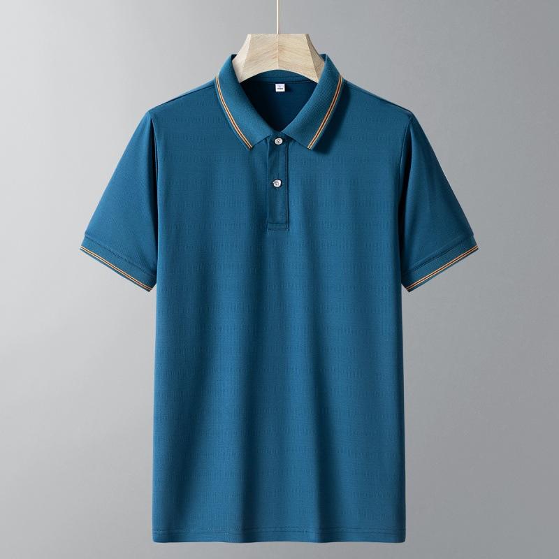 Ice Silk Polo Shirt Men'S Short-Sleeved T-Shirt Summer New Trend Solid Color Ice Cool Breathable Lapel Half-Sleeved Men