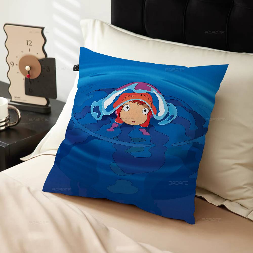 Cute P-Ponyo Movie On The Cliff Cushion Cover Pillowcase Upholstery Sofa Throw Pillow Home Decor Pillowcas