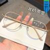 Ins Metal Round Decor Round Glasses Women Anti Blue Light Computer Glasses Black Metal Spectacle Frame 0 Diopter  Glasses