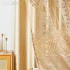 1 ks LOZUJOJU Evropský luxusní zatemňovací zlaté jednobarevné zatemňovací a žakárové průsvitné dvouvrstvé závěsy do ložnice, obývacího pokoje, domácí dekorace