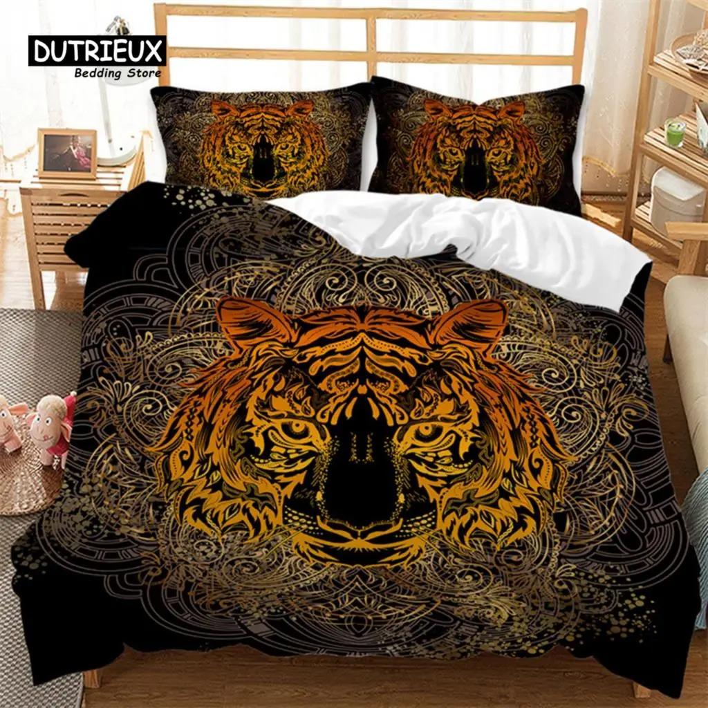 Exotic Ethnic Animals Duvet Cover King For Kid Adult Bohemian Mandala Bedding Set Microfiber Colorful Deer Wolf Head Quilt Cover