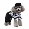 Lightweight Breathable Pet Burglar‑Style Cosplay Costume Set, For Small Medium Breed Dog Cat, Soft Striped Knit Jumpsuit Outfit With Matching Cap