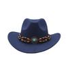 European and American New Western Cowboy Hat Woolen Jazz Top Hat Men and Women's Ethnic Style Big Eaves Hat Autumn and Winter Felt Hat