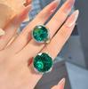 Designer Queen Fashion Micro-Inlaid Simulation Paraiba Ring Light Luxury Temperament Large Carat Emerald Women'S Ring