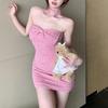 Cotton Off Shoulder Dress With Bow Tie And Slim Fit For Casual Women