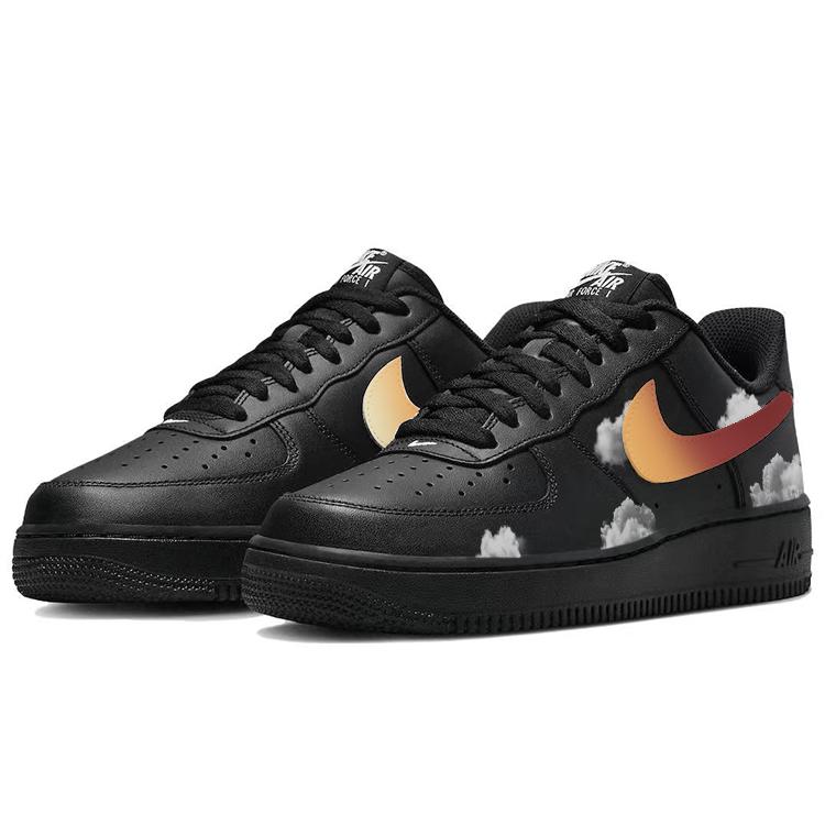 Nike Air Force 1 Slip Resistant Cushioning Breathable Low top Skateboard Shoes Unisex Black White FZ0627-010(Team366-)