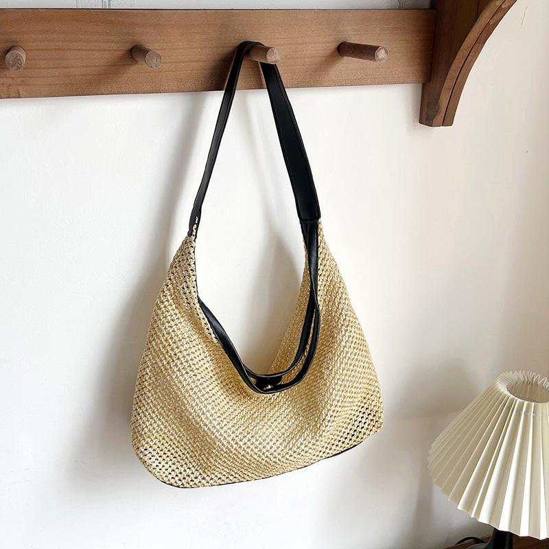 2026 Summer Fashion Women's Large Capacity Woven Straw Tote - Casual Single Shoulder Underarm Bag