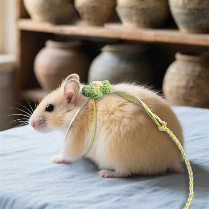 Adjustable Hamster Leash Harness with Flower Design Walking Rope For Small Animal Funny Entertainment Easy To Carry