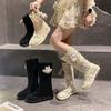 Breathable and wear-resistant lightweight lace long and short boots for women's 2025 summer and autumn new Korean version breathable hollow all-match