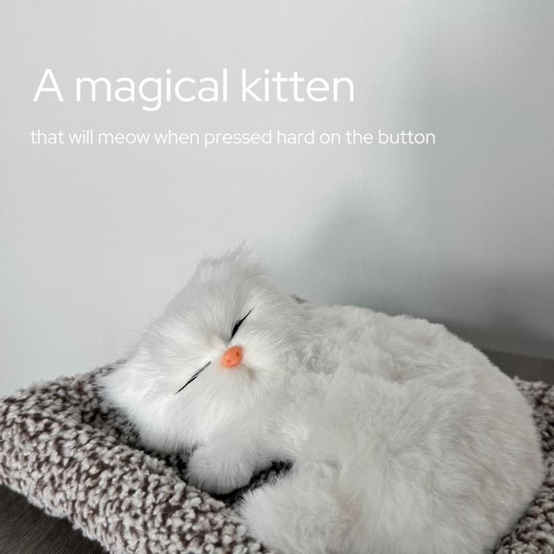 Peluche Gattino Interattivo con Suono Miagolio alla Pressione, Gatto Realistico per Bambini e Bambine, Regali di Compleanno, giocattoli per Bambine e Donne