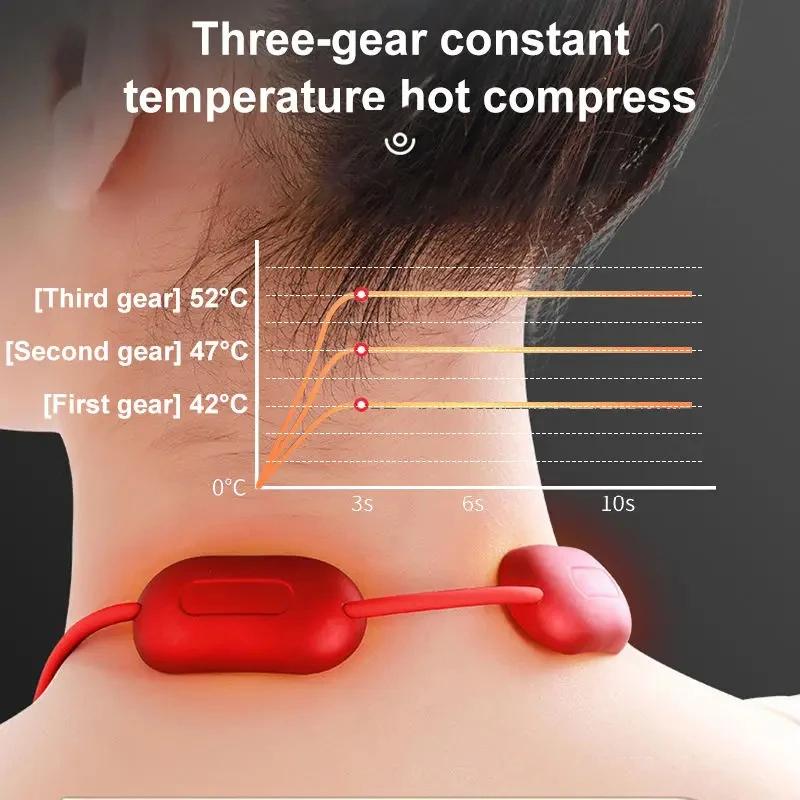 Durable And Safe Rechargeable Cervical Spine Massager Mini Hanging Neck Massager Portable Muscle Stimulator Hot Compress Pulse Neck Massager