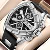 LIGE Top Brand Luxury Triangle Quartz Mens Watches Sports Silicone Waterproof Man Wristwatch Calendar Chronograph Male Clock