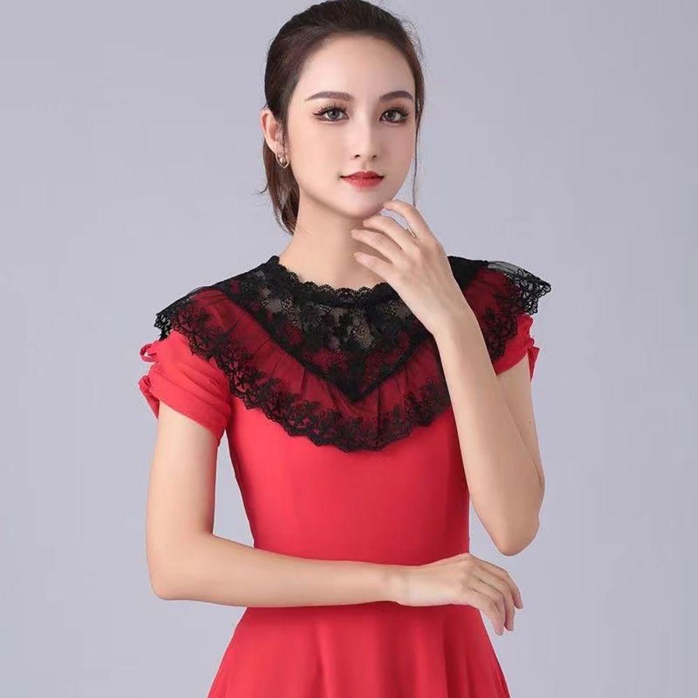 Shawl Wrap Decoration Lace Fake Collar Black White DIY Lapel Half Shirt Adjust Clothes Women Girls