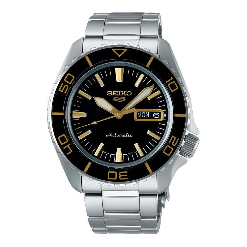 SEIKO 100 meters waterproof Automatic Steel Strap 42.5mm men s watch black dial SBSA261 чёрный