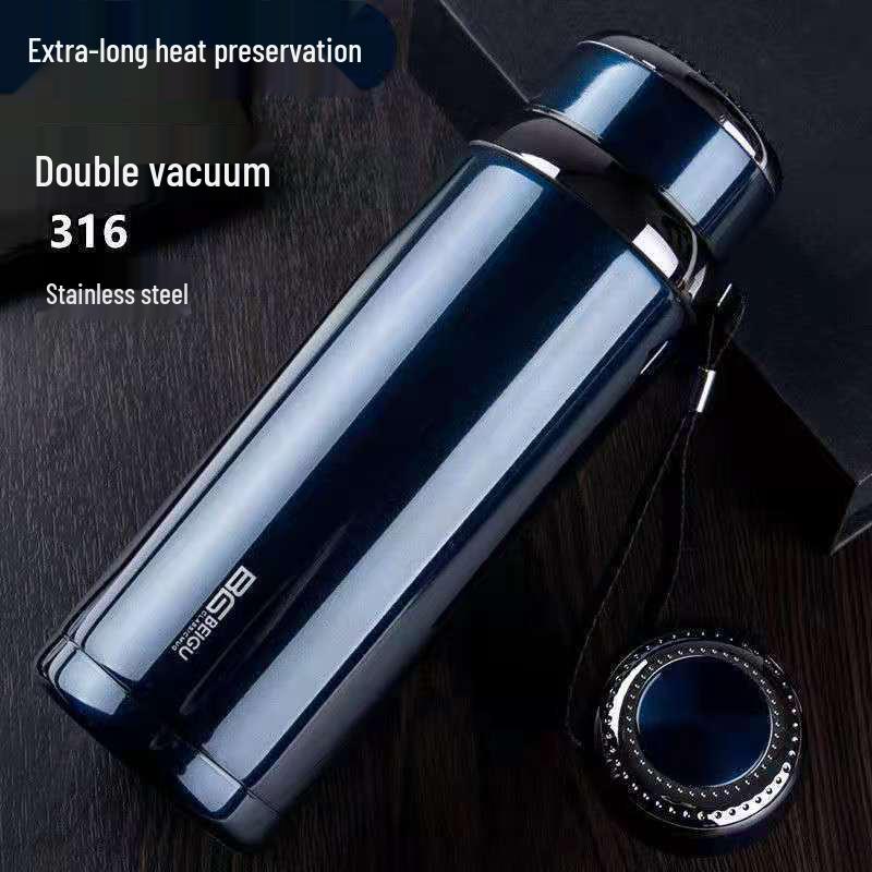Insulated Stainless Steel Kettle with Tea Infuser, 600-1000ml Capacity - Portable Cup for Car Use