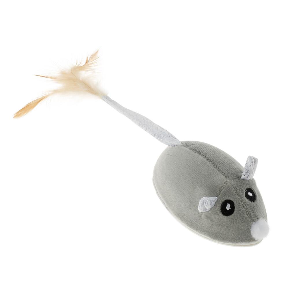 Qenwkxz Cat Interactive Mouse Toy, Compatible with USB Rechargeable, Automatic Random Moving Teaser with Feather Tail for Kitten Pets