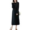 Women's Long Sleeve Knee-Length Pure Wool Slimming Dress