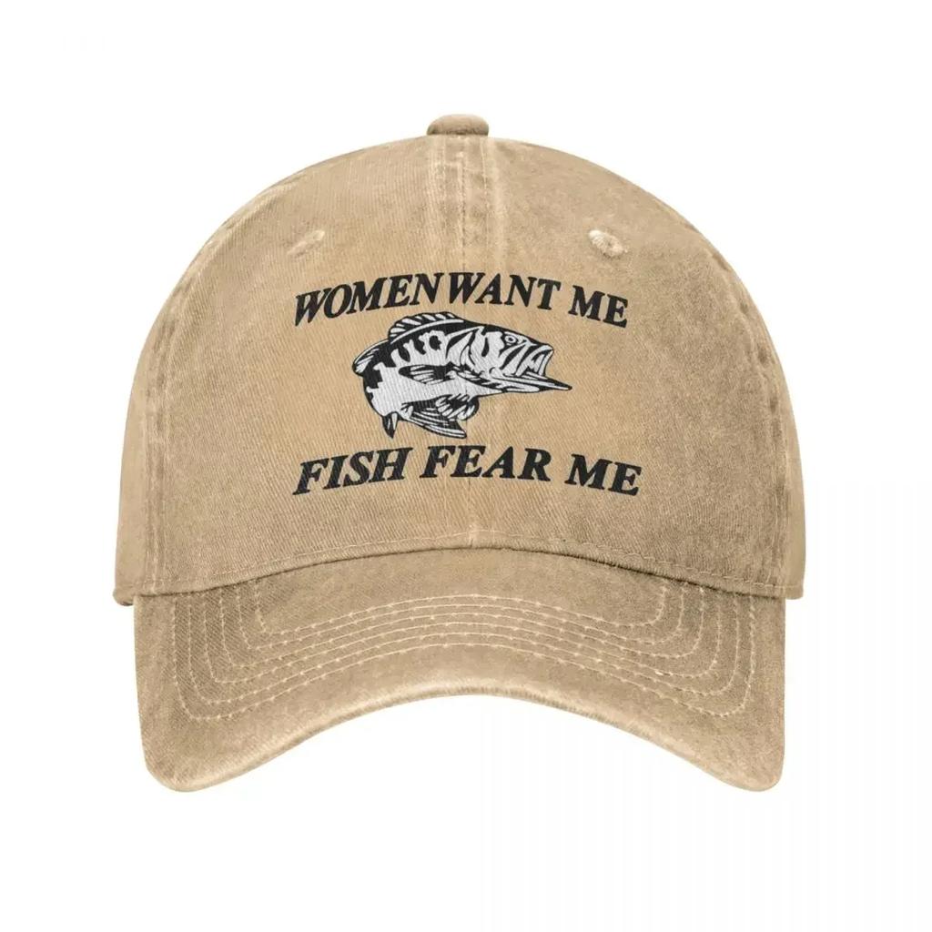 Las Mujeres Me Quieren Los Peces Me Temen Gorra de Béisbol Estilo Unisex de Pesca Gorras de Algodón Desgastado Sombrero Moda Actividades al Aire Libre Gorra para el Sol
