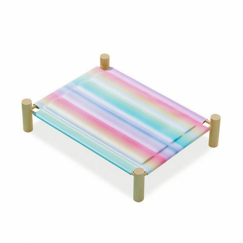 Elevated Pet Lounger with Wooden Frame Cooling Elevated Bed Breathable Suspended Cats, Dogs, Living Room, Bedroom, Balcony