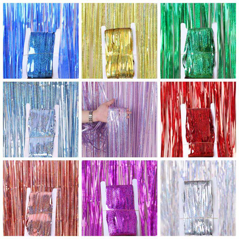 Laser Curtain Rain Foil Metal Wire Background Birthday Party Decor Wedding Home