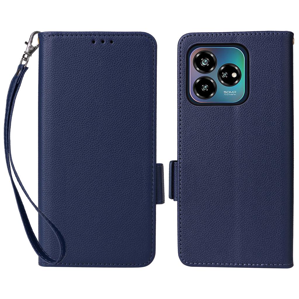 Für ZTE Axon 60 Lite/Blade V60 Vita Hülle mit Handschlaufe Litschi-Textur PU-Leder Brieftasche Handyhülle