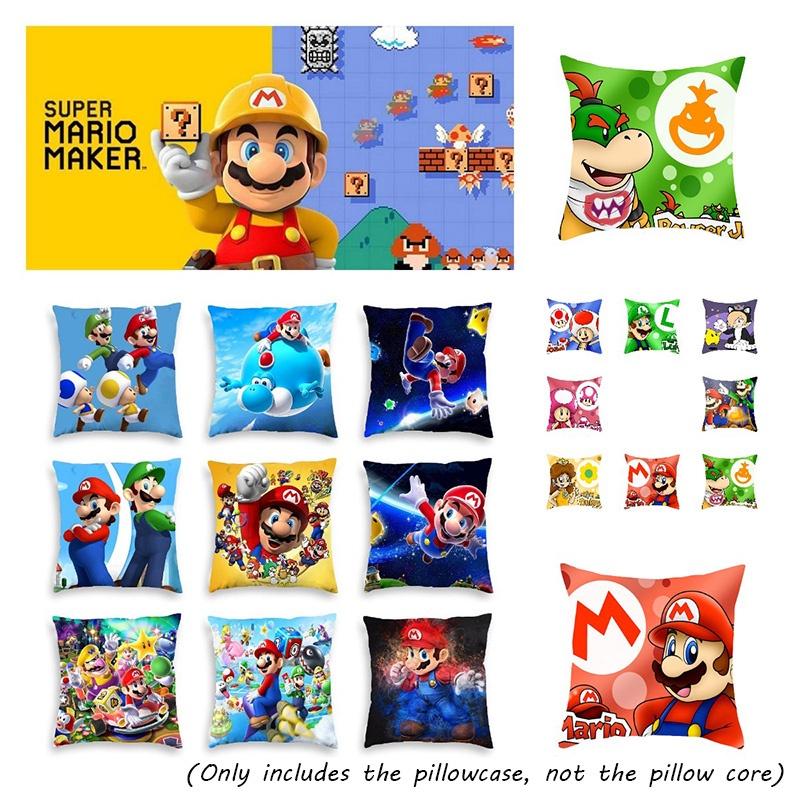 Super Mario Pillow Cover Mario-themed Short Plush Cushion Cover For Car Living Room Décor 45*45cm