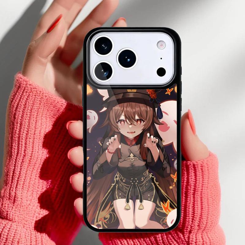 

Hu Tao Genshin Impact Cartoon Phone Case for iPhone 17 16 15 14 13 Pro Max Back Cover for 12 11 Pro Coque iPhone 15 Pro Max