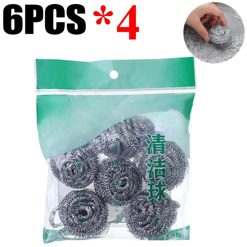 Steel Wire Cleaning Ball Dishwashing Pot Pans Scrubber Stainless Steel Balls Rust Removal Brush Utensil Kitchen Cleaner Tools