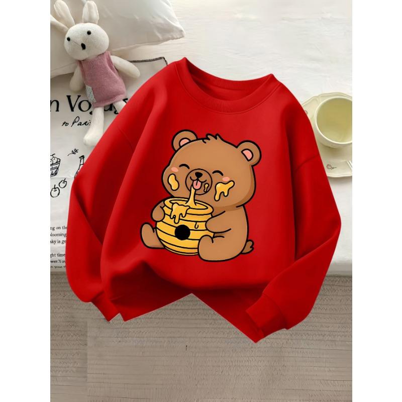 Girls' Fashion Round-Neck Sweatshirt, Casual Printed Top