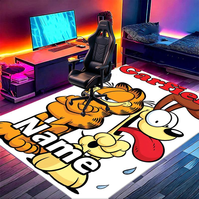 Custom Name Personalized Garfield Print Carpet, Versatile Home Decor Rug, for Playroom, Apartment, Balcony, Entryway, Hallway Gift
