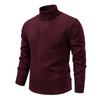 Men's Solid Color Textured Sweater Plus Velvet Thickened Casual High Collar Warm Knitted Pullover
