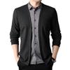 Men’s Casual Two-in-One Shirt Collar Knit Cardigan