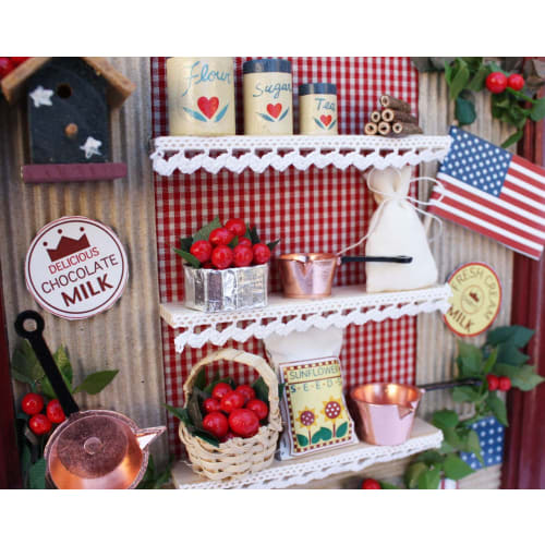 Billy Handmade Dollhouse Kit Natural Frame Kit American Kitchen 8552